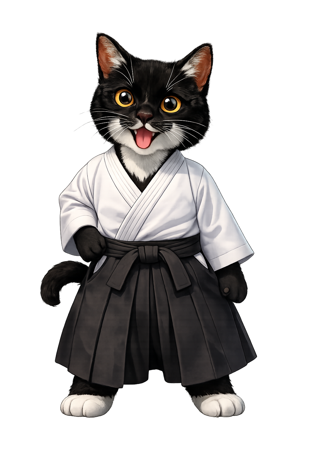 Mascota del dojo: gatita con keikogi y hakama